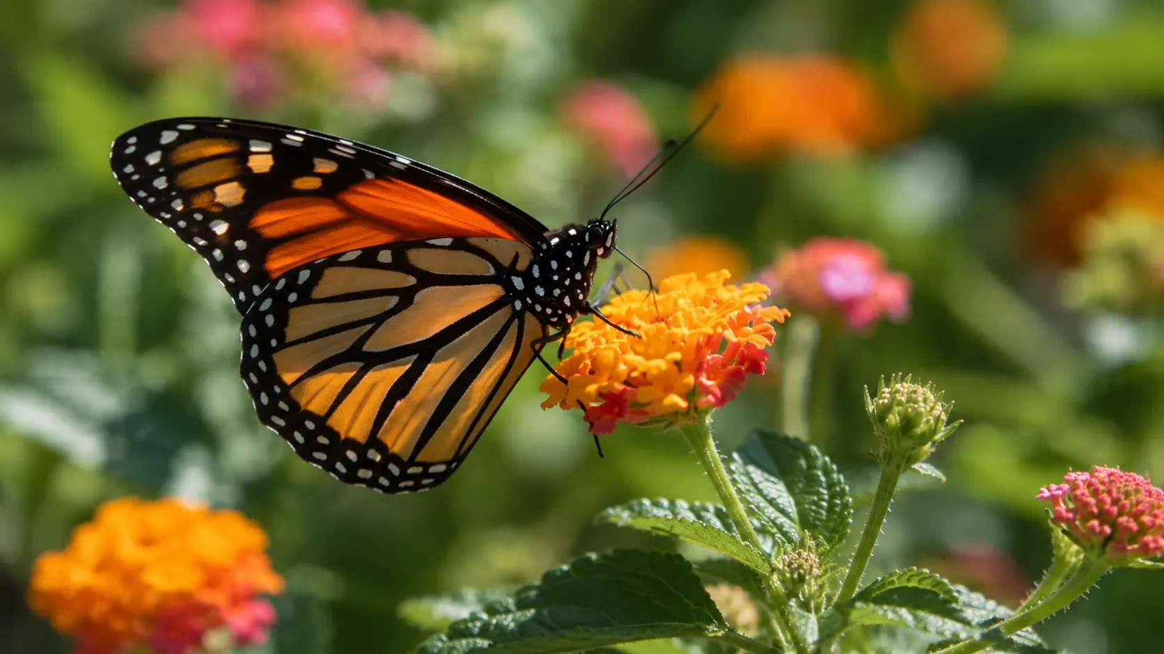 Monarch Butterfly Resting On Bright Wildflower