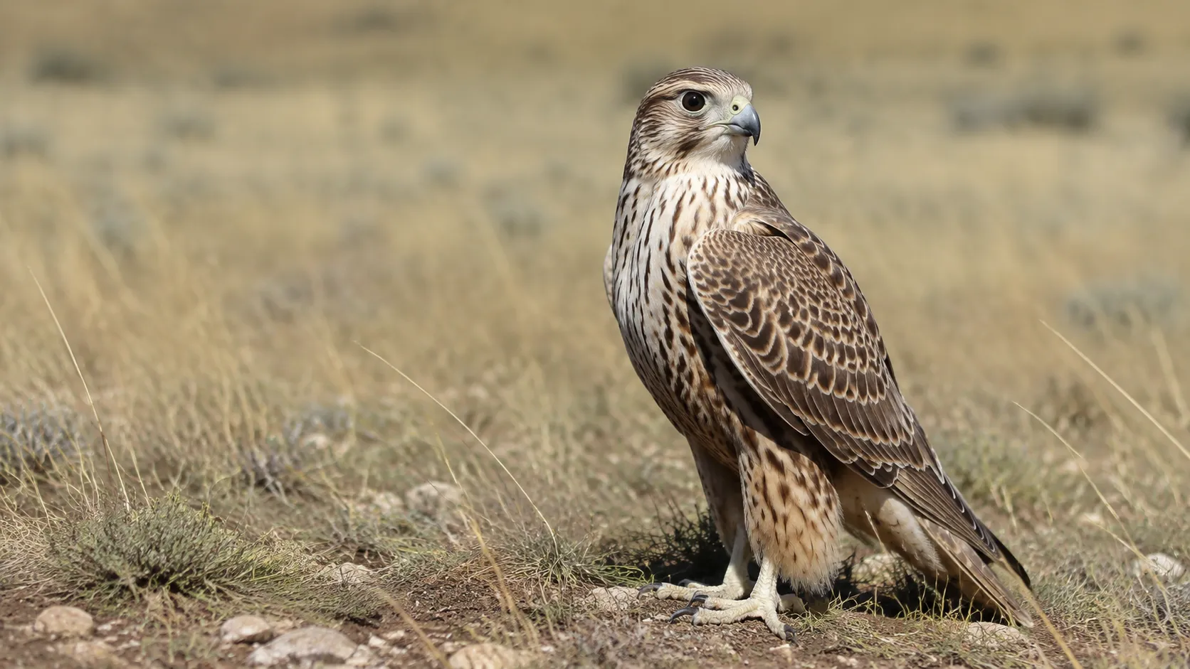 Saker Falcon In Eurasian Steppe