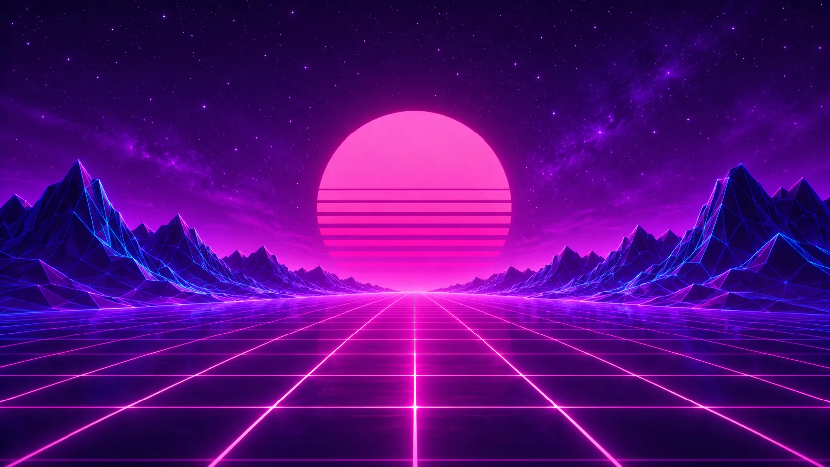 Retro Synthwave Neon Grid Background