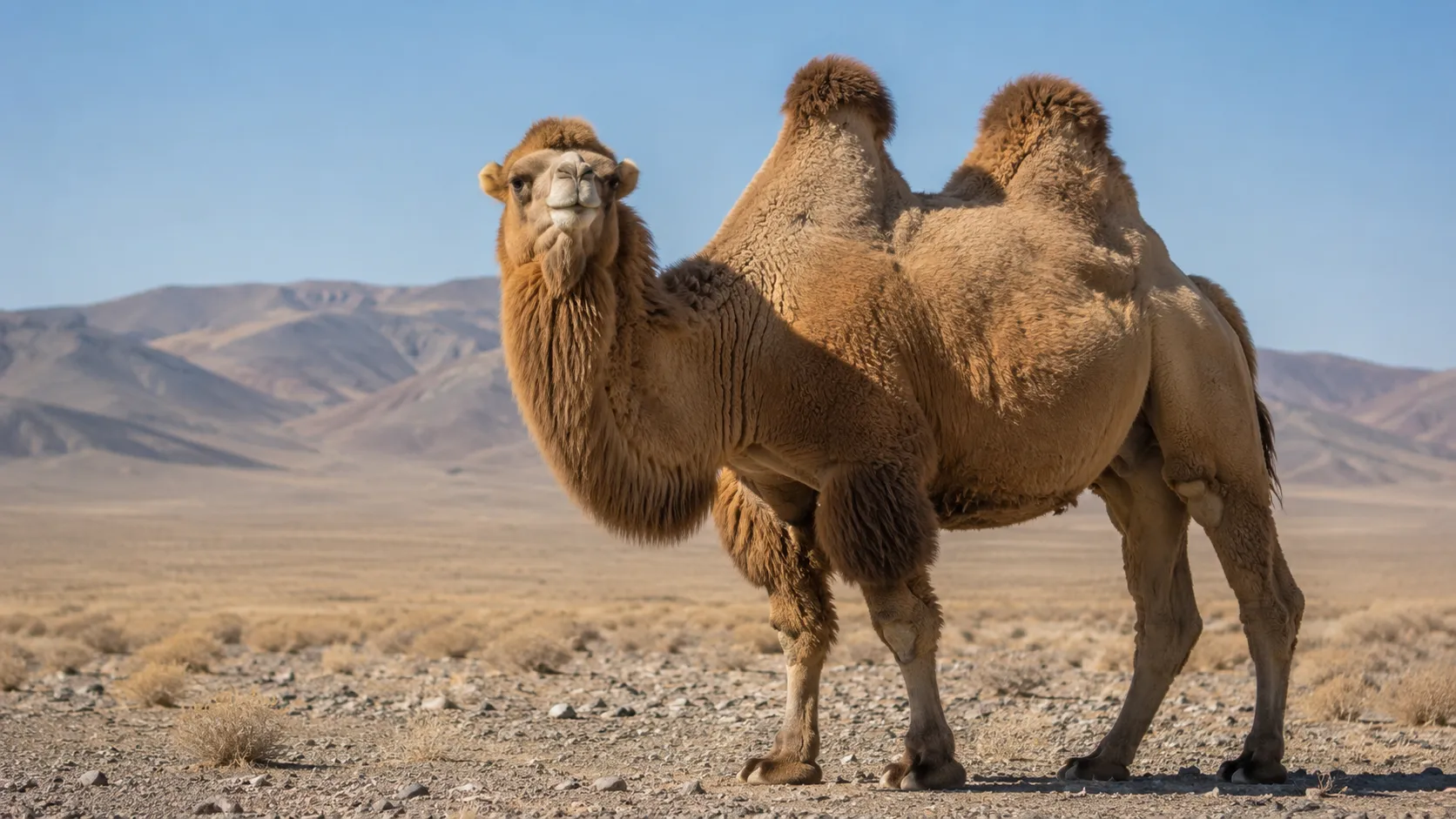Bactrian Camel In Gobi Desert