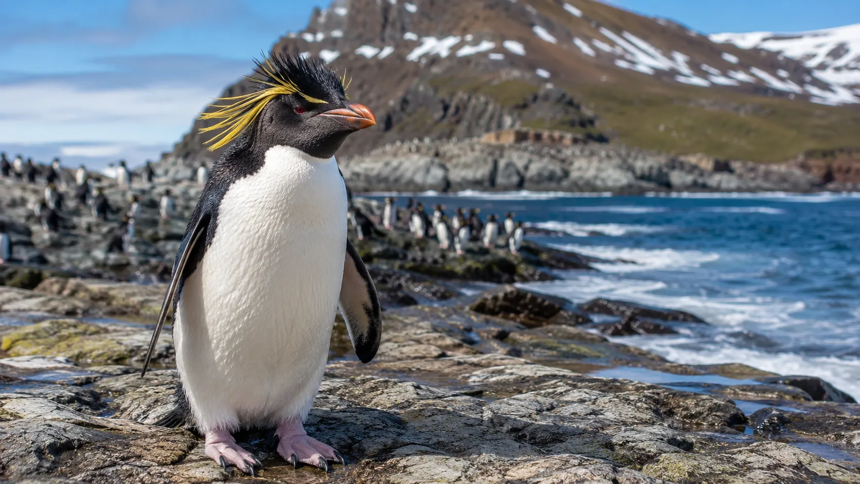Macaroni Penguin On Sub Antarctic Shore