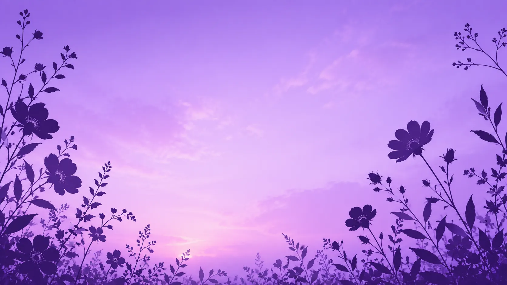 Purple Floral Silhouette Lavender Background